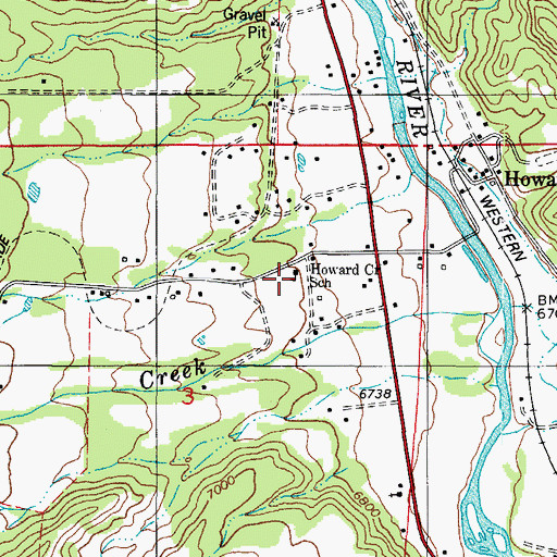 Topographic Map of Howard Creek School, CO