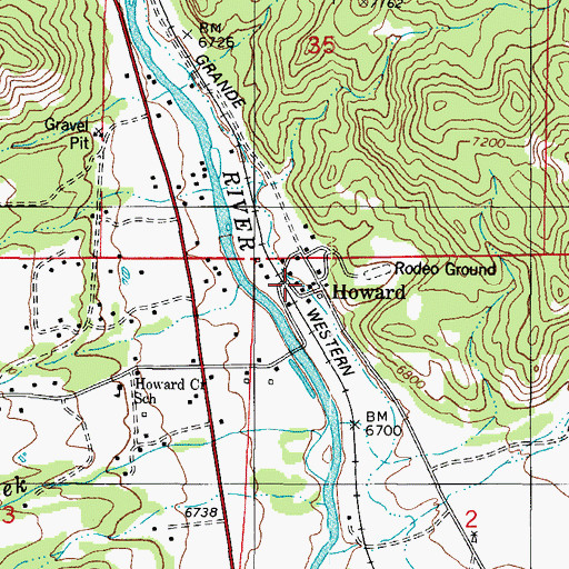 Topographic Map of Howard, CO