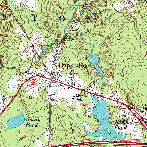 Topographic Map of Old Hop Cemetery, NH