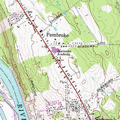 Topographic Map of Pembroke Town Library, NH