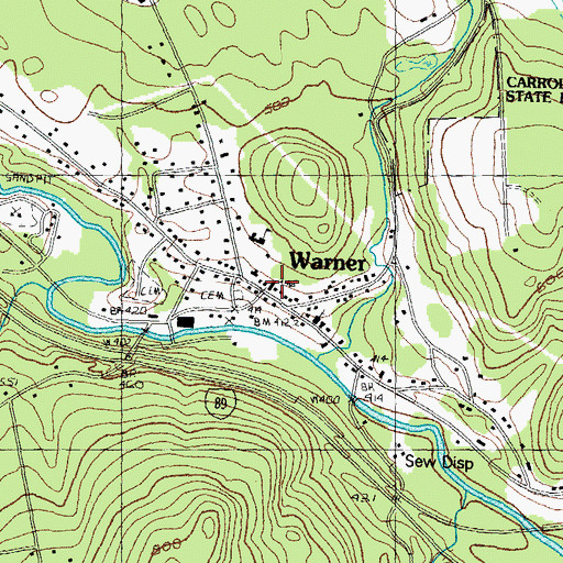 Topographic Map of Pillsbury Free Library, NH