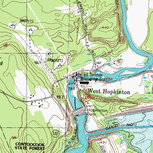 Topographic Map of Rowell Covered Bridge, NH