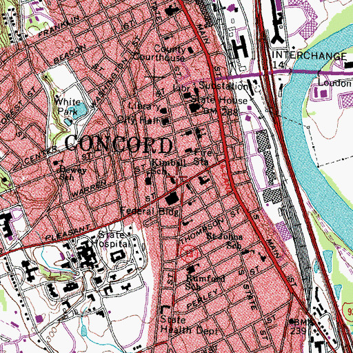 Topographic Map of Sacred Heart Church, NH