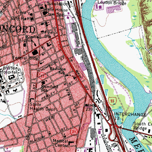 Topographic Map of Saint John the Evangelist Church, NH
