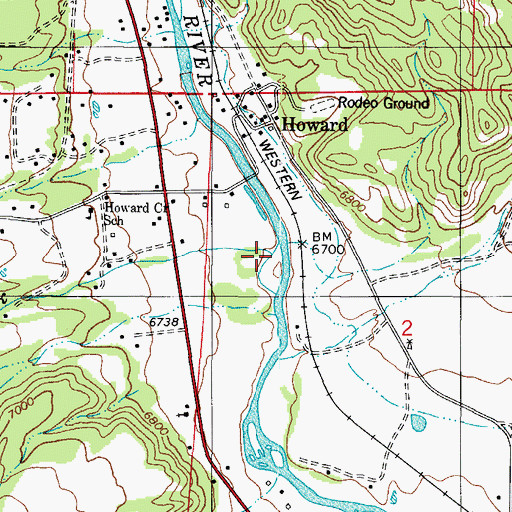 Topographic Map of Howard Creek, CO