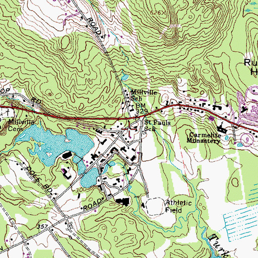 Topographic Map of Saint Pauls School Post Office (historical), NH