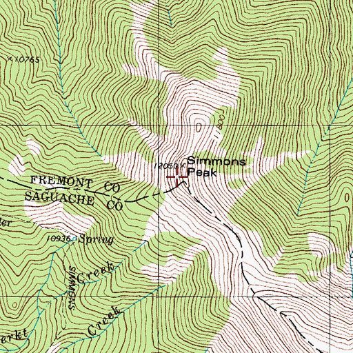 Topographic Map of Simmons Peak, CO
