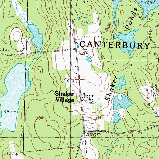 Topographic Map of Shaker Cemetery, NH