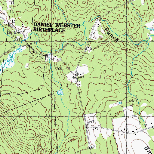 Topographic Map of Shaw Corner (historical), NH