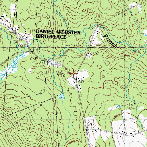 Topographic Map of Shaw Corner Cemetery, NH