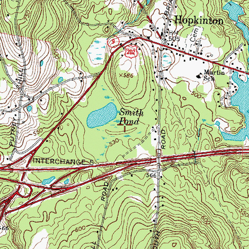 Topographic Map of Smith Pond Bog, NH
