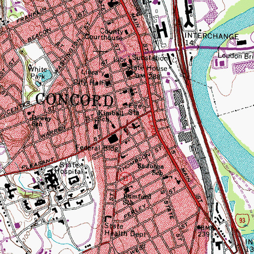 Topographic Map of South Congregational Church, NH