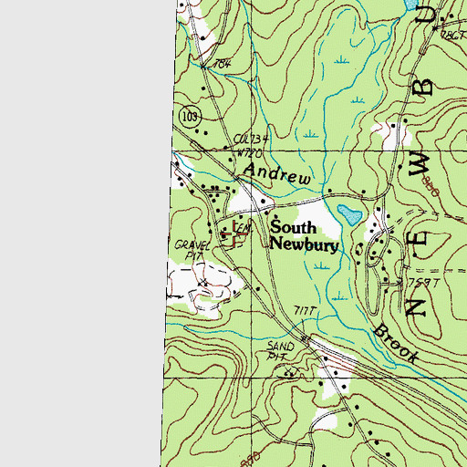 Topographic Map of South Newbury Union Church, NH