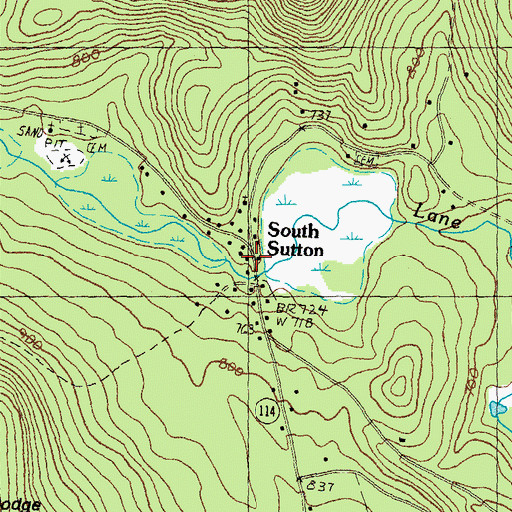 Topographic Map of South Sutton Post Office, NH