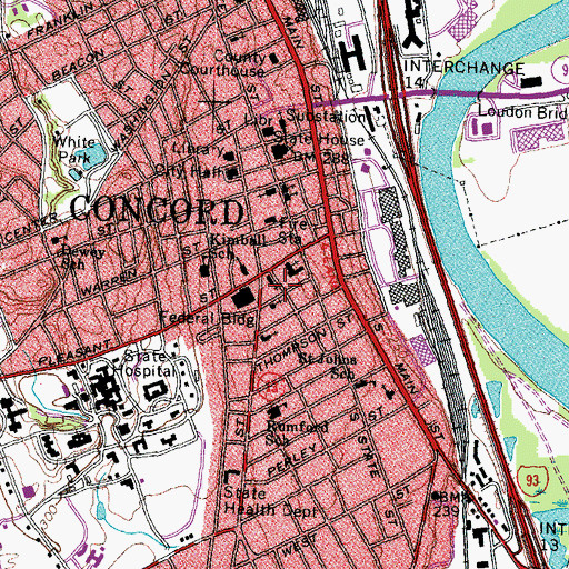 Topographic Map of Concord Community Music School, NH