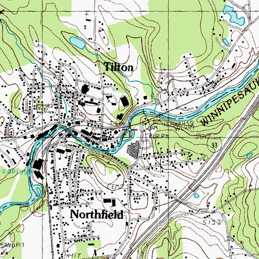 Topographic Map of Tilton Island Park Bridge, NH