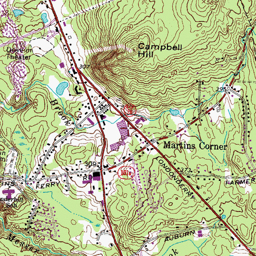 Topographic Map of Tower Village Mall Shopping Center, NH