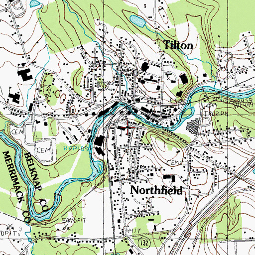 Topographic Map of Union Sanborn School, NH