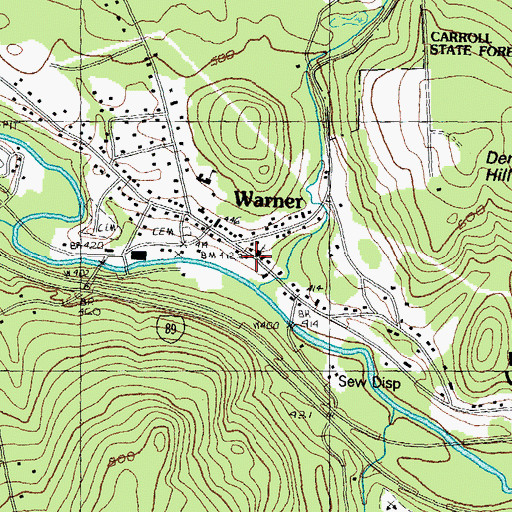 Topographic Map of Warner Post Office, NH