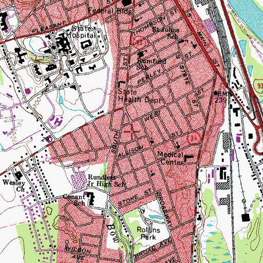 Topographic Map of West Street Playground, NH