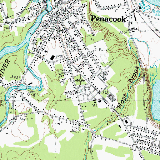 Topographic Map of Woodlawn Cemetery, NH