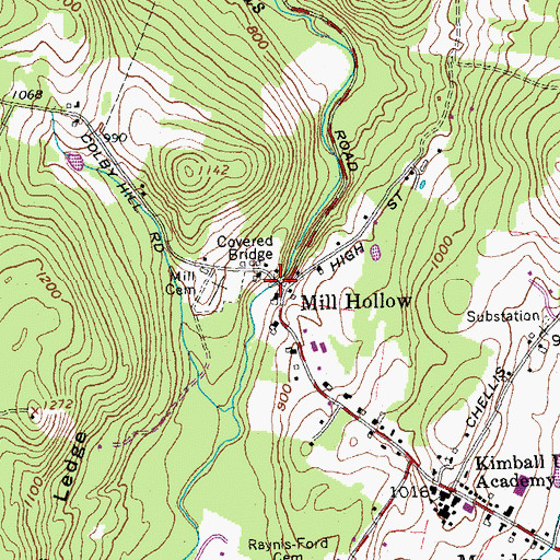 Topographic Map of Meriden Bridge, NH