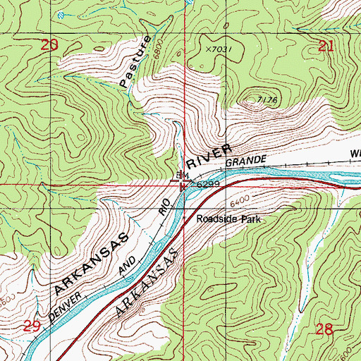 Topographic Map of Pasture Gulch, CO