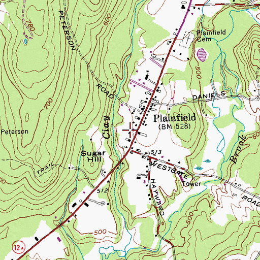 Topographic Map of Plainfield Post Office, NH