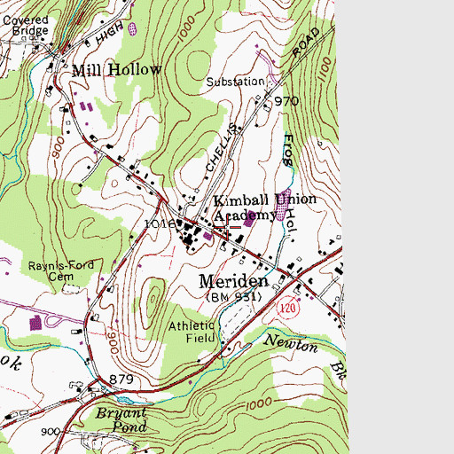 Topographic Map of Meridan Post Office, NH