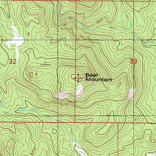 Topographic Map of Bear Mountain, CO