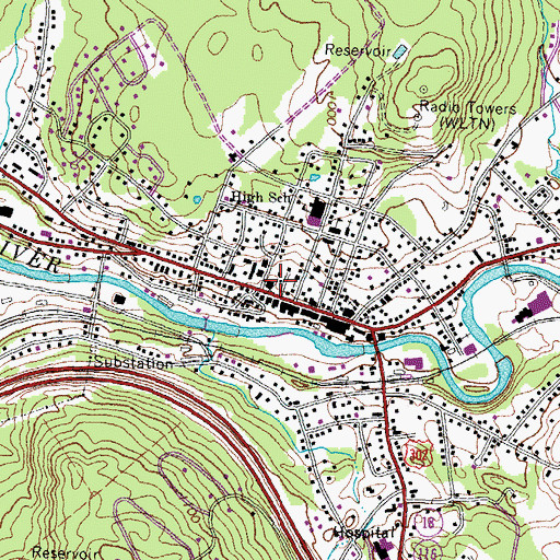 Topographic Map of Grafton County Courthouse, NH