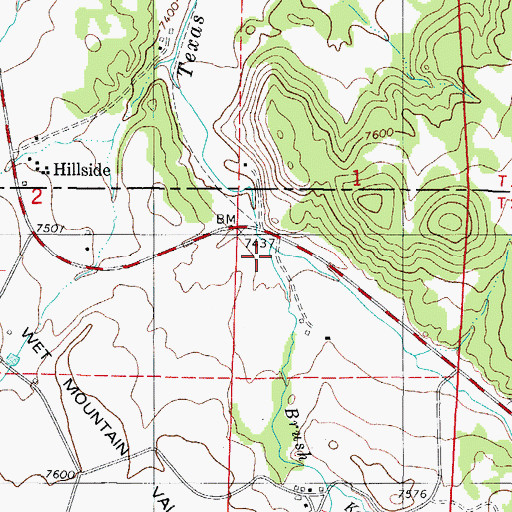 Topographic Map of Brush Creek, CO