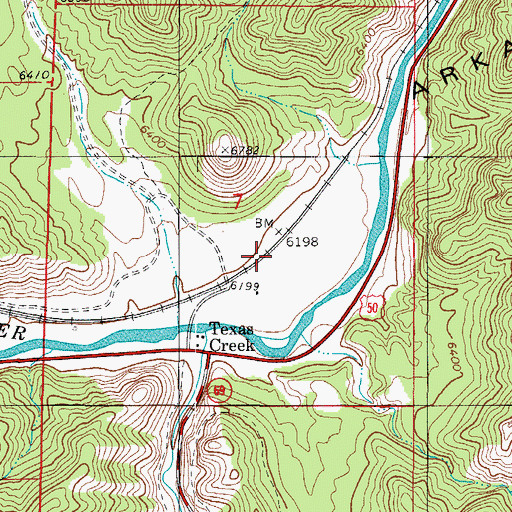 Topographic Map of Texas Creek, CO