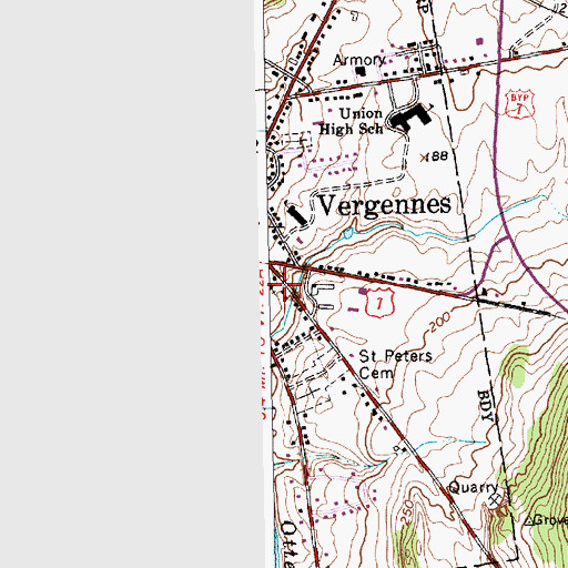 Topographic Map of Assembly of God Christian Center, VT
