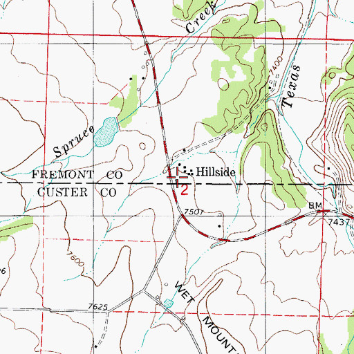Topographic Map of Hillside, CO