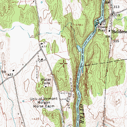 Topographic Map of Belding Cemetery, VT