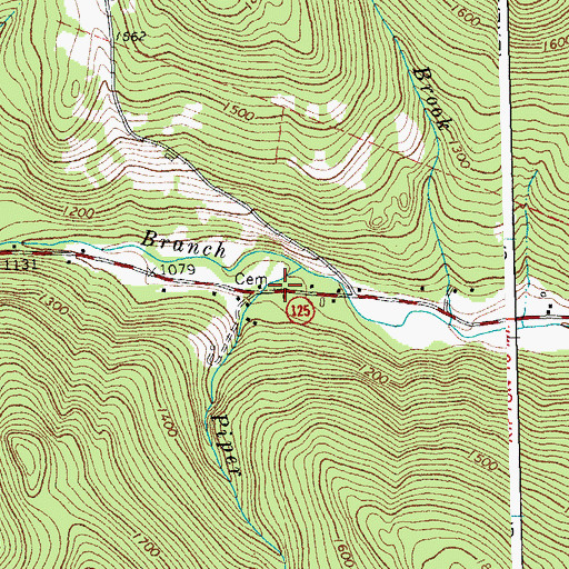 Topographic Map of Branch Cemetery, VT