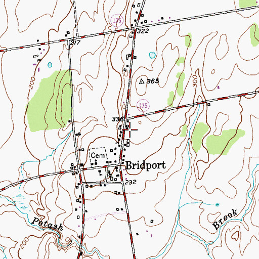 Topographic Map of Bridport Post Office, VT