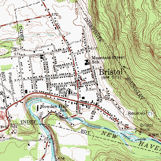 Topographic Map of Bristol Federated Church, VT
