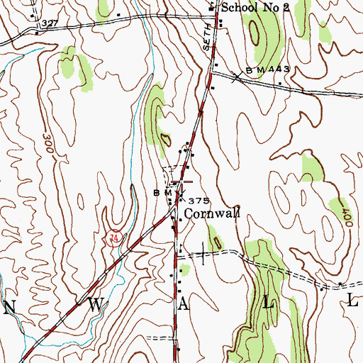 Topographic Map of Cornwall Congregational Church, VT
