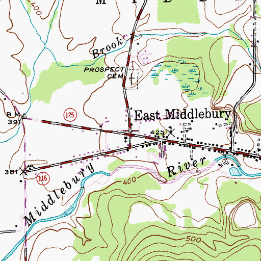 Topographic Map of East Middlebury Post Office, VT