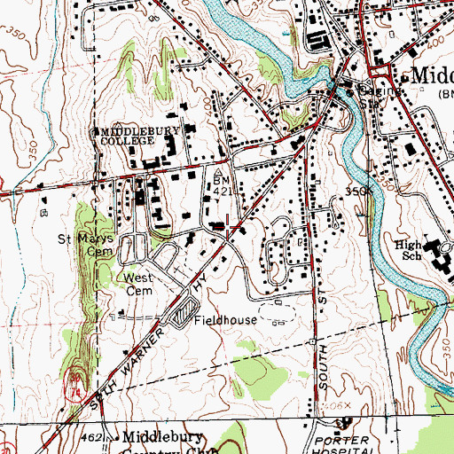 Topographic Map of Egbert Starr Library, VT