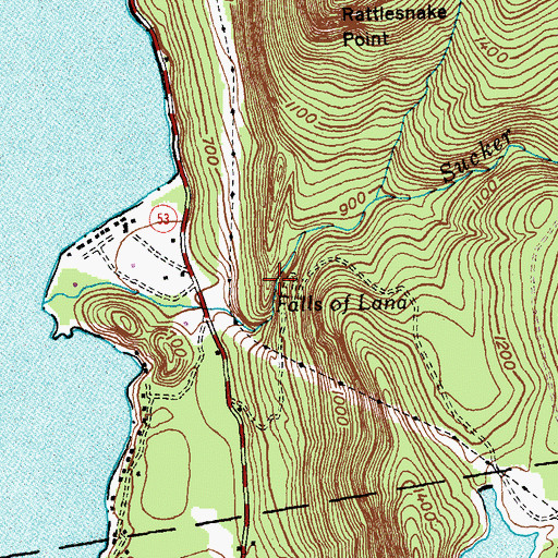Topographic Map of Falls of Lana Trail, VT