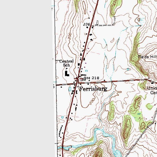 Topographic Map of Ferrisburgh Post Office, VT