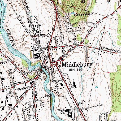 Topographic Map of Frank Mahady State and County Courthouse, VT