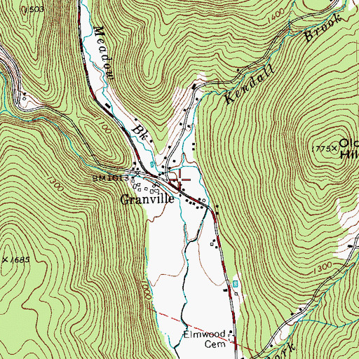 Topographic Map of Granville Post Office, VT