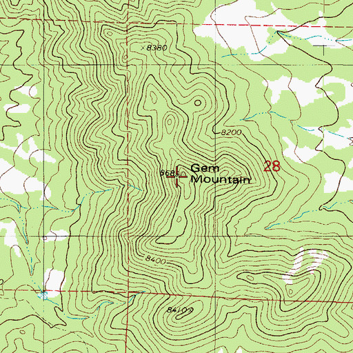 Topographic Map of Gem Mountain, CO