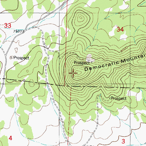 Topographic Map of Democratic Mountain, CO