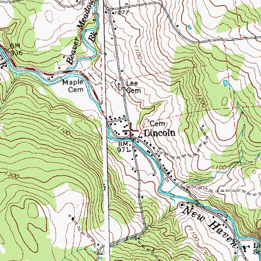 Topographic Map of Lincoln United Church, VT