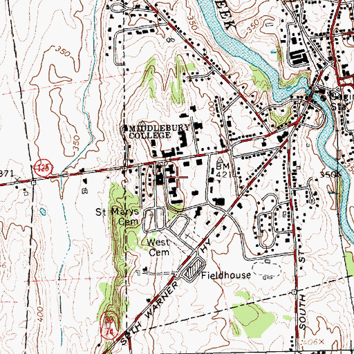Topographic Map of Mead Memorial Chapel, VT